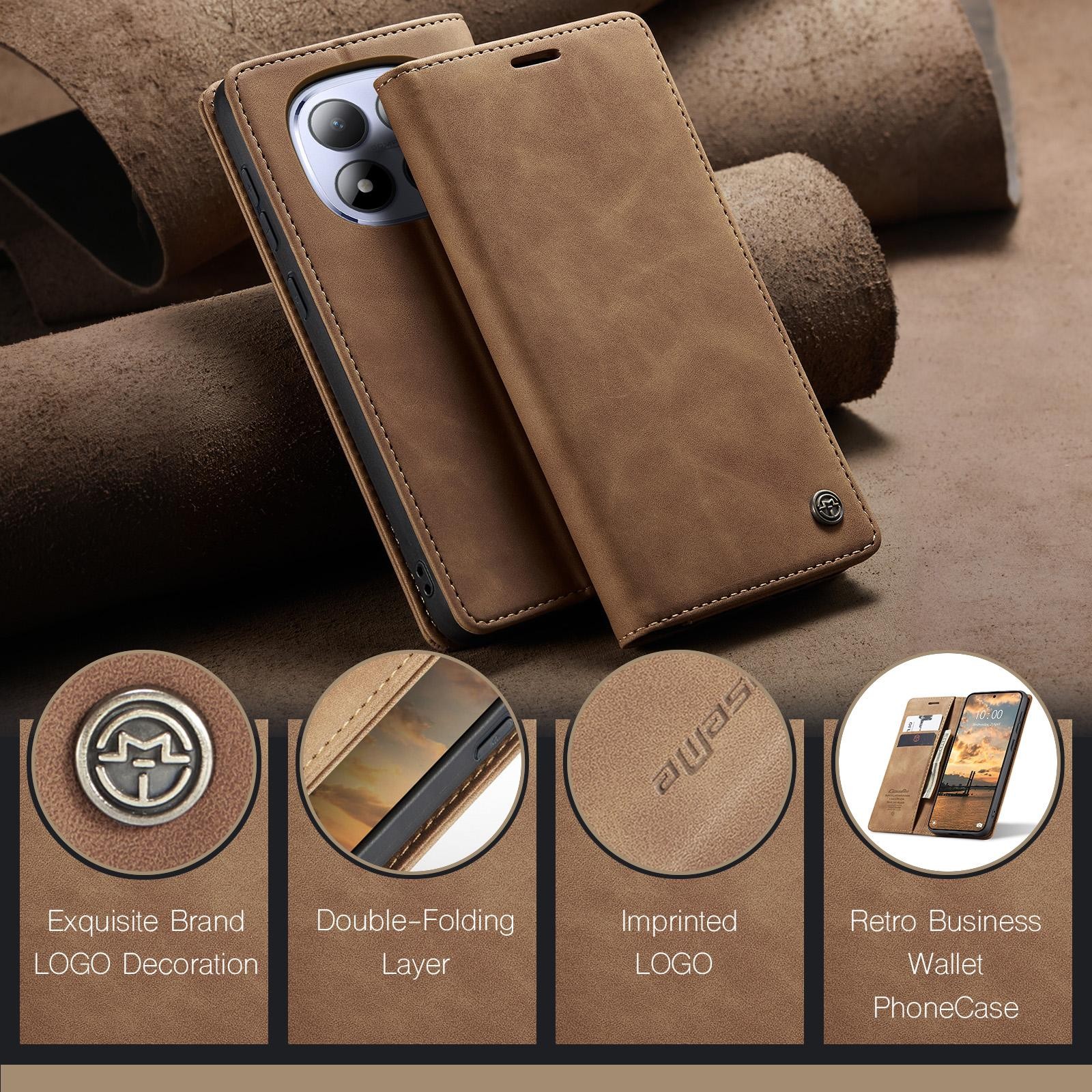 CaseMe 013 Xiaomi Redmi Note 15 Pro 5G Retro Leather Θήκη Βιβλίο -Brown
