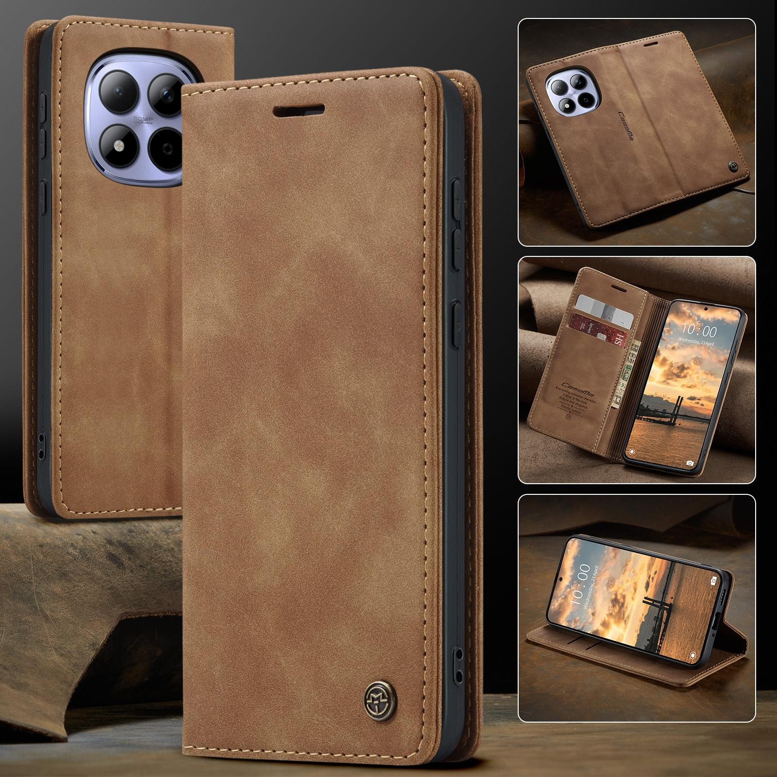 CaseMe 013 Xiaomi Redmi Note 15 Pro 5G Retro Leather Θήκη Βιβλίο -Brown