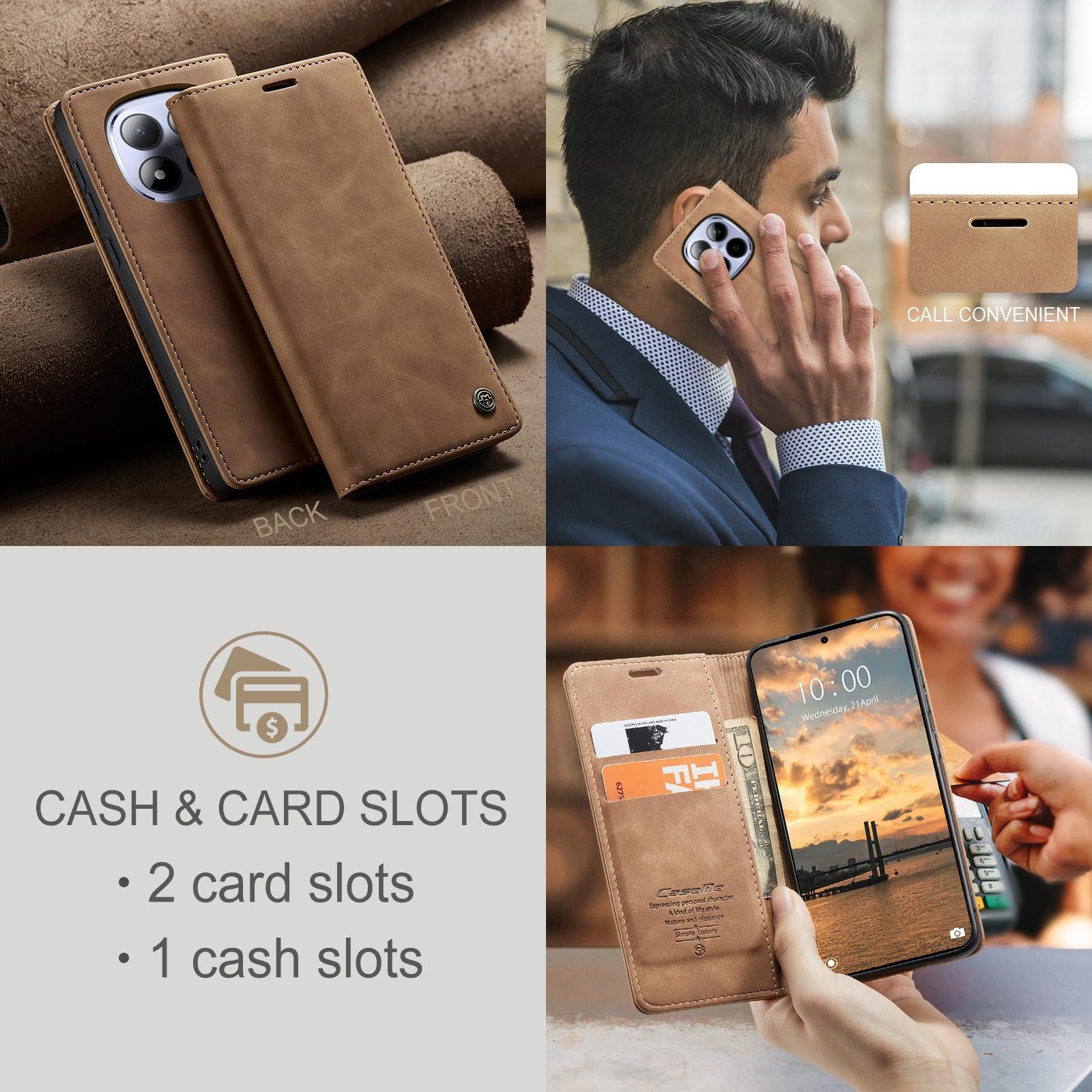 CaseMe 013 Xiaomi Redmi Note 15 Pro 5G Retro Leather Θήκη Βιβλίο -Brown