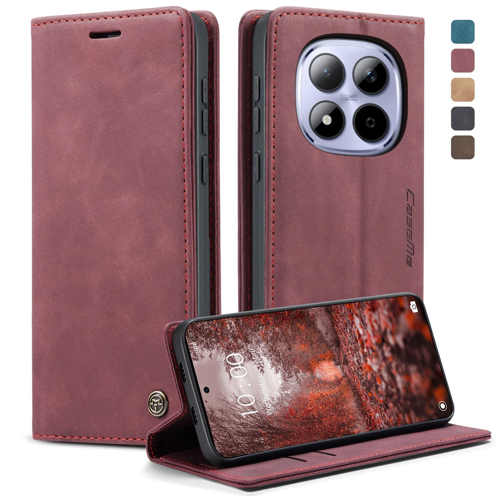 CaseMe 013 Xiaomi Redmi Note 15 Pro 5G Retro Leather Θήκη Βιβλίο -Red