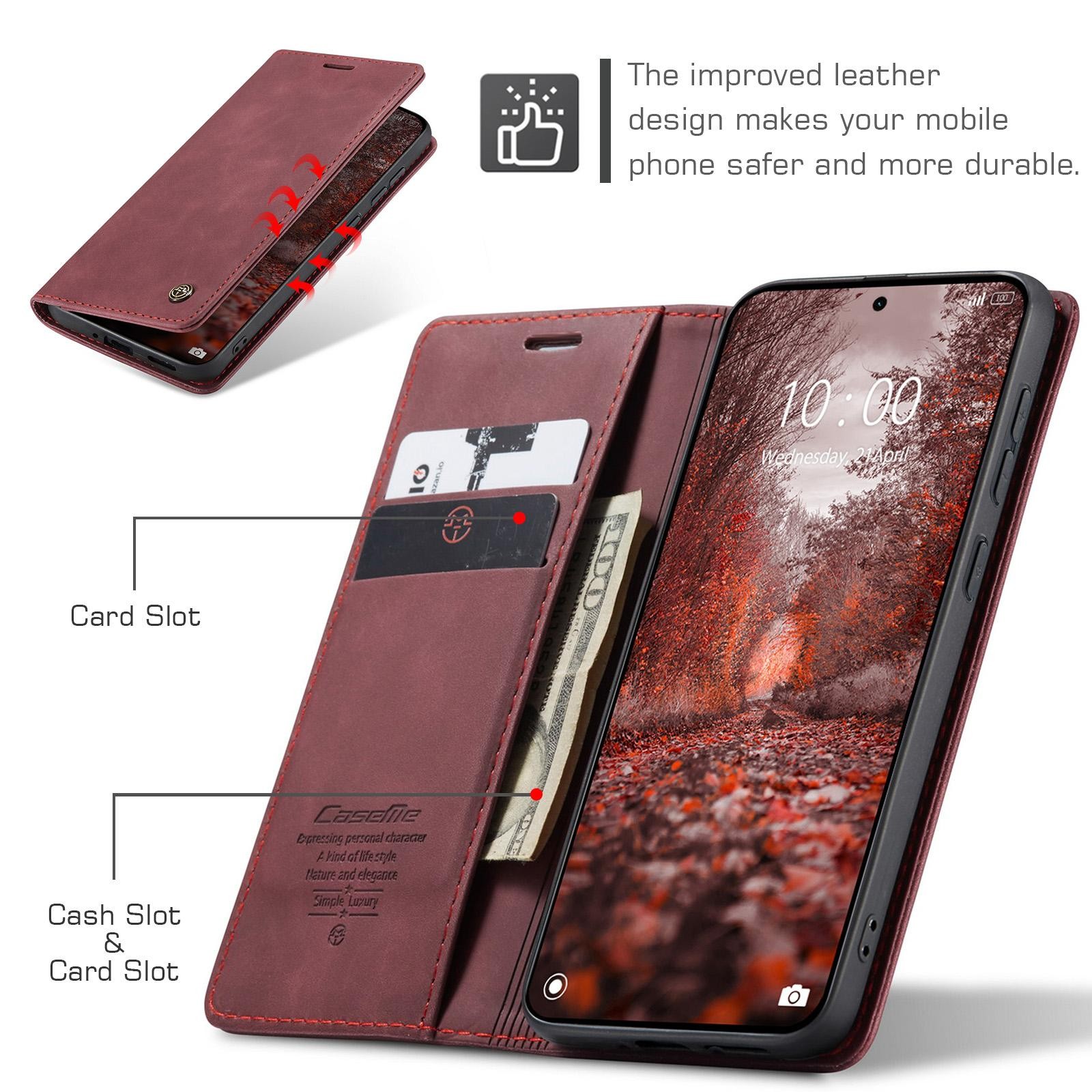 CaseMe 013 Xiaomi Redmi Note 15 Pro 5G Retro Leather Θήκη Βιβλίο -Red