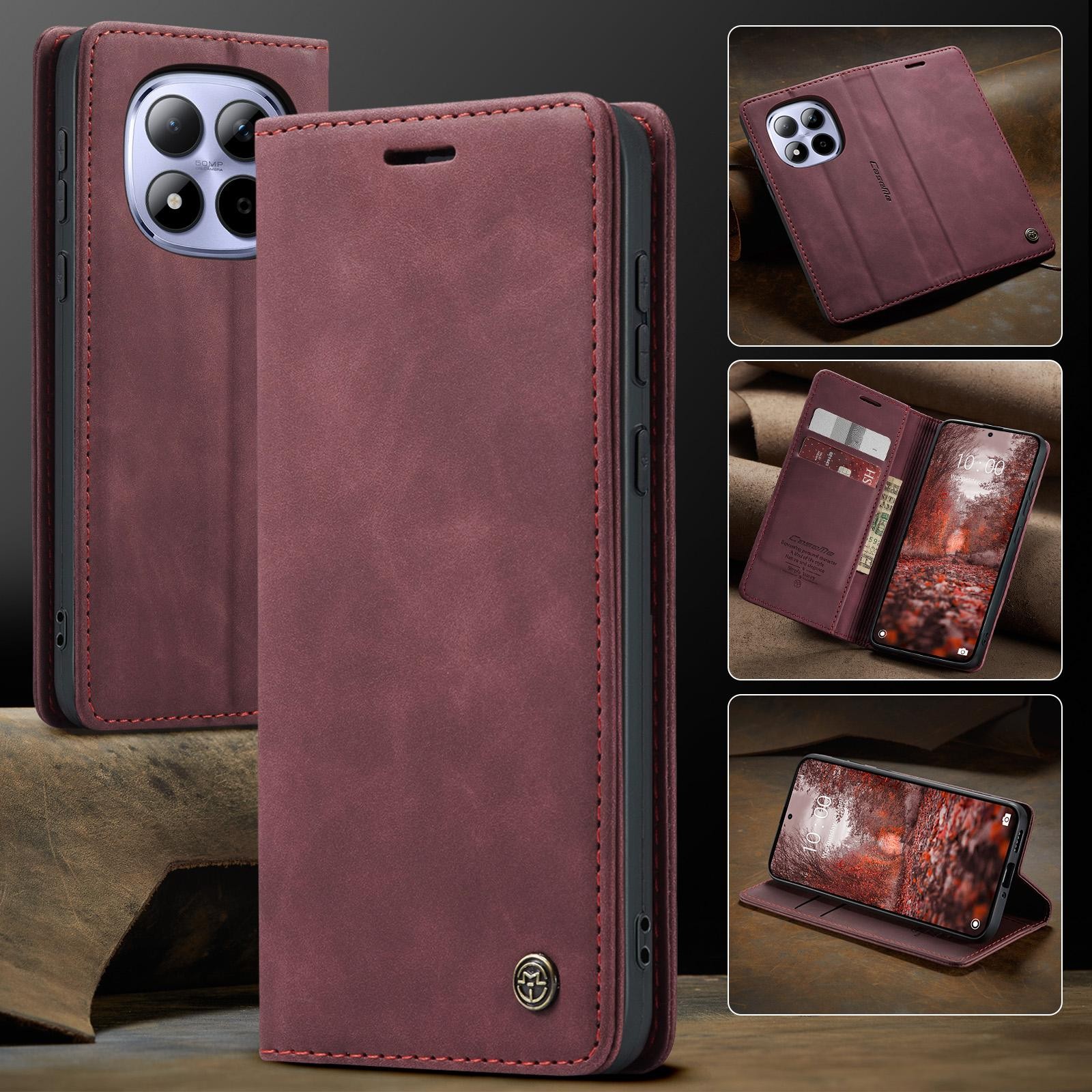 CaseMe 013 Xiaomi Redmi Note 15 Pro 5G Retro Leather Θήκη Βιβλίο -Red