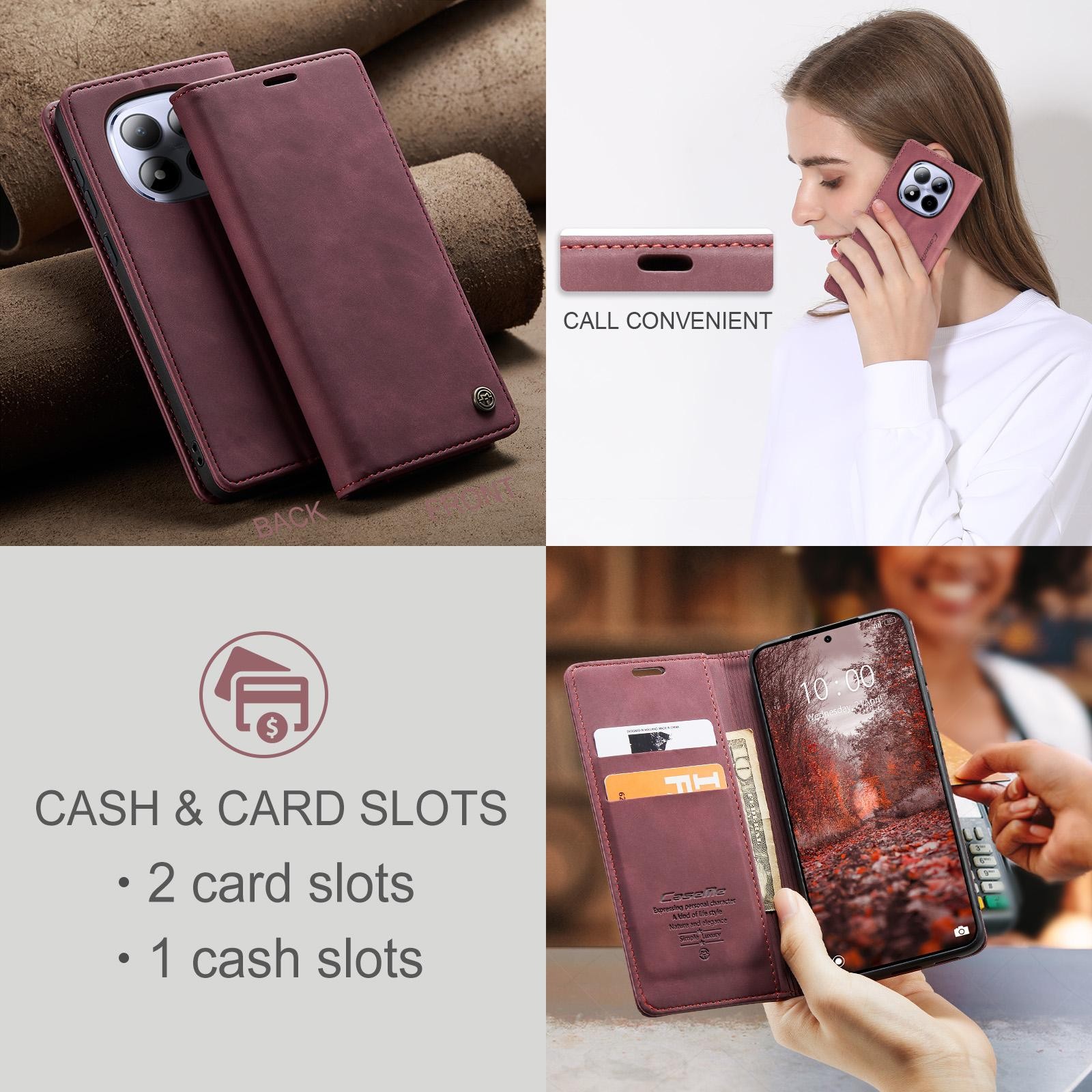 CaseMe 013 Xiaomi Redmi Note 15 Pro 5G Retro Leather Θήκη Βιβλίο -Red