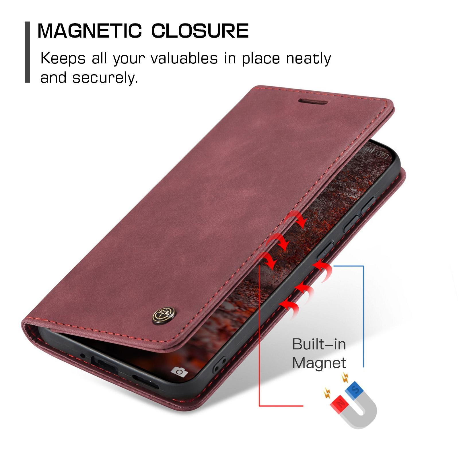 CaseMe 013 Xiaomi Redmi Note 15 Pro 5G Retro Leather Θήκη Βιβλίο -Red