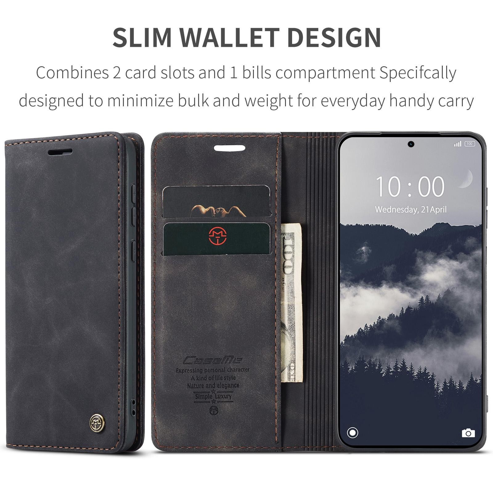 CaseMe 013 Xiaomi Redmi Note 15 Pro 5G Retro Leather Θήκη Βιβλίο -Black