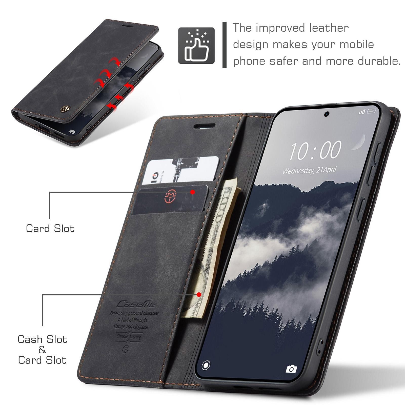 CaseMe 013 Xiaomi Redmi Note 15 Pro 5G Retro Leather Θήκη Βιβλίο -Black