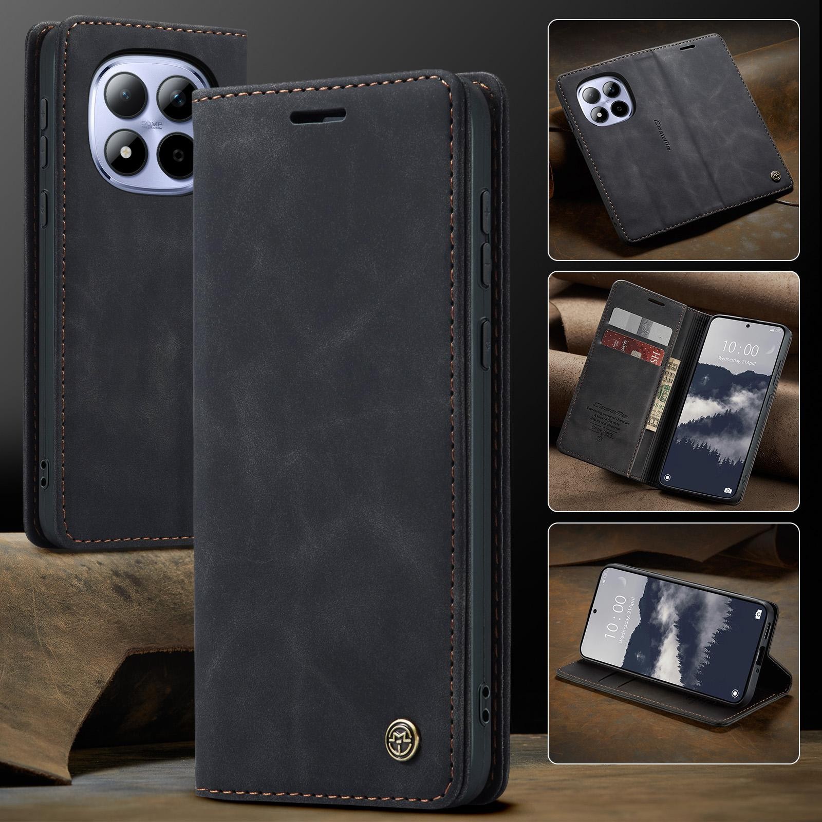 CaseMe 013 Xiaomi Redmi Note 15 Pro 5G Retro Leather Θήκη Βιβλίο -Black
