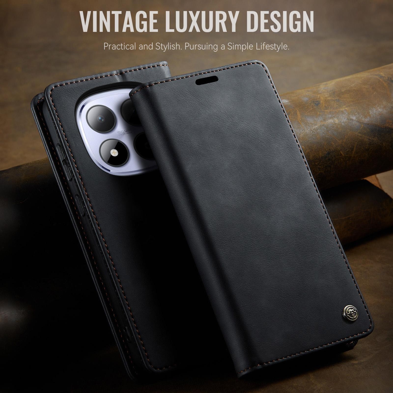 CaseMe 033 Xiaomi Redmi Note 15 Pro 5G RFID Retro Θήκη Βιβλίο Δερμάτινη –Black