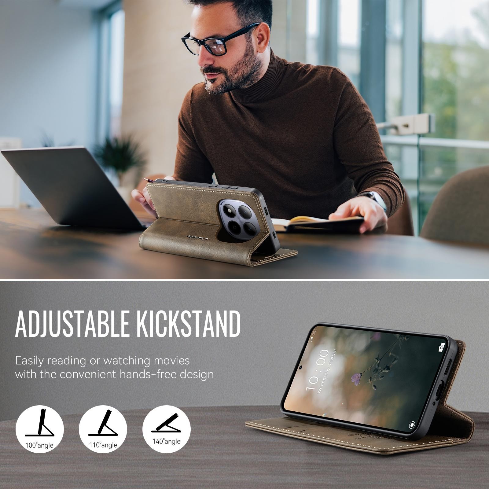 CaseMe 033 Xiaomi Redmi Note 15 Pro 5G RFID Retro Θήκη Βιβλίο Δερμάτινη –Coffee