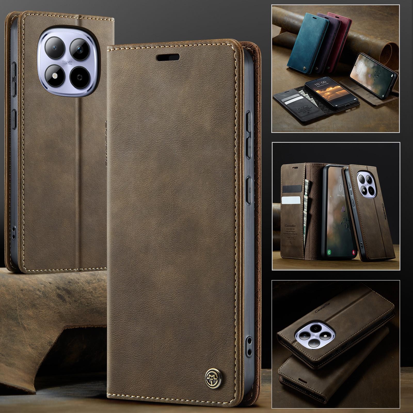 CaseMe 033 Xiaomi Redmi Note 15 Pro 5G RFID Retro Θήκη Βιβλίο Δερμάτινη –Coffee