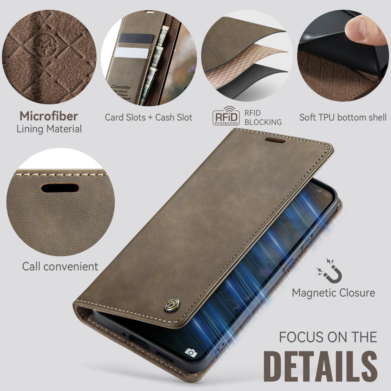 CaseMe 033 Xiaomi Redmi Note 15 Pro 5G RFID Retro Θήκη Βιβλίο Δερμάτινη –Coffee