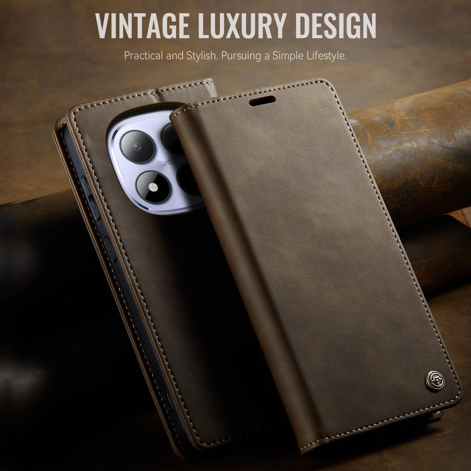 CaseMe 033 Xiaomi Redmi Note 15 Pro 5G RFID Retro Θήκη Βιβλίο Δερμάτινη –Coffee