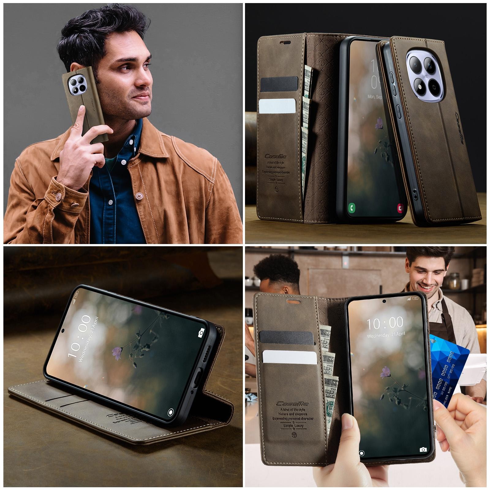 CaseMe 033 Xiaomi Redmi Note 15 Pro 5G RFID Retro Θήκη Βιβλίο Δερμάτινη –Coffee