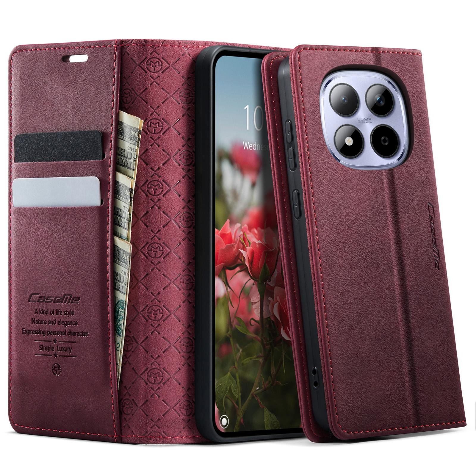 CaseMe 033 Xiaomi Redmi Note 15 Pro 5G RFID Retro Θήκη Βιβλίο Δερμάτινη –Red