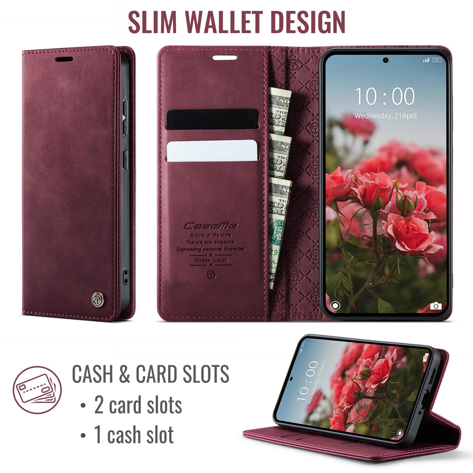 CaseMe 033 Xiaomi Redmi Note 15 Pro 5G RFID Retro Θήκη Βιβλίο Δερμάτινη –Red