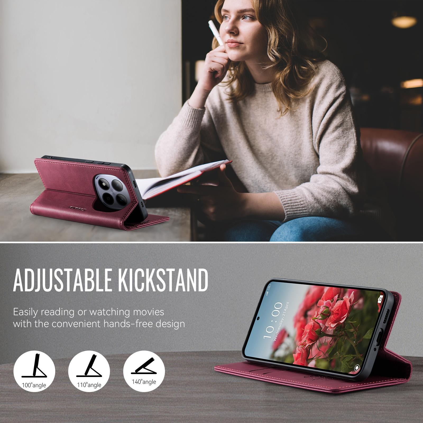 CaseMe 033 Xiaomi Redmi Note 15 Pro 5G RFID Retro Θήκη Βιβλίο Δερμάτινη –Red