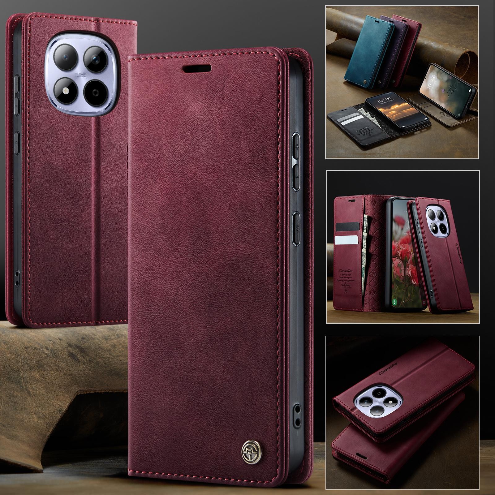 CaseMe 033 Xiaomi Redmi Note 15 Pro 5G RFID Retro Θήκη Βιβλίο Δερμάτινη –Red