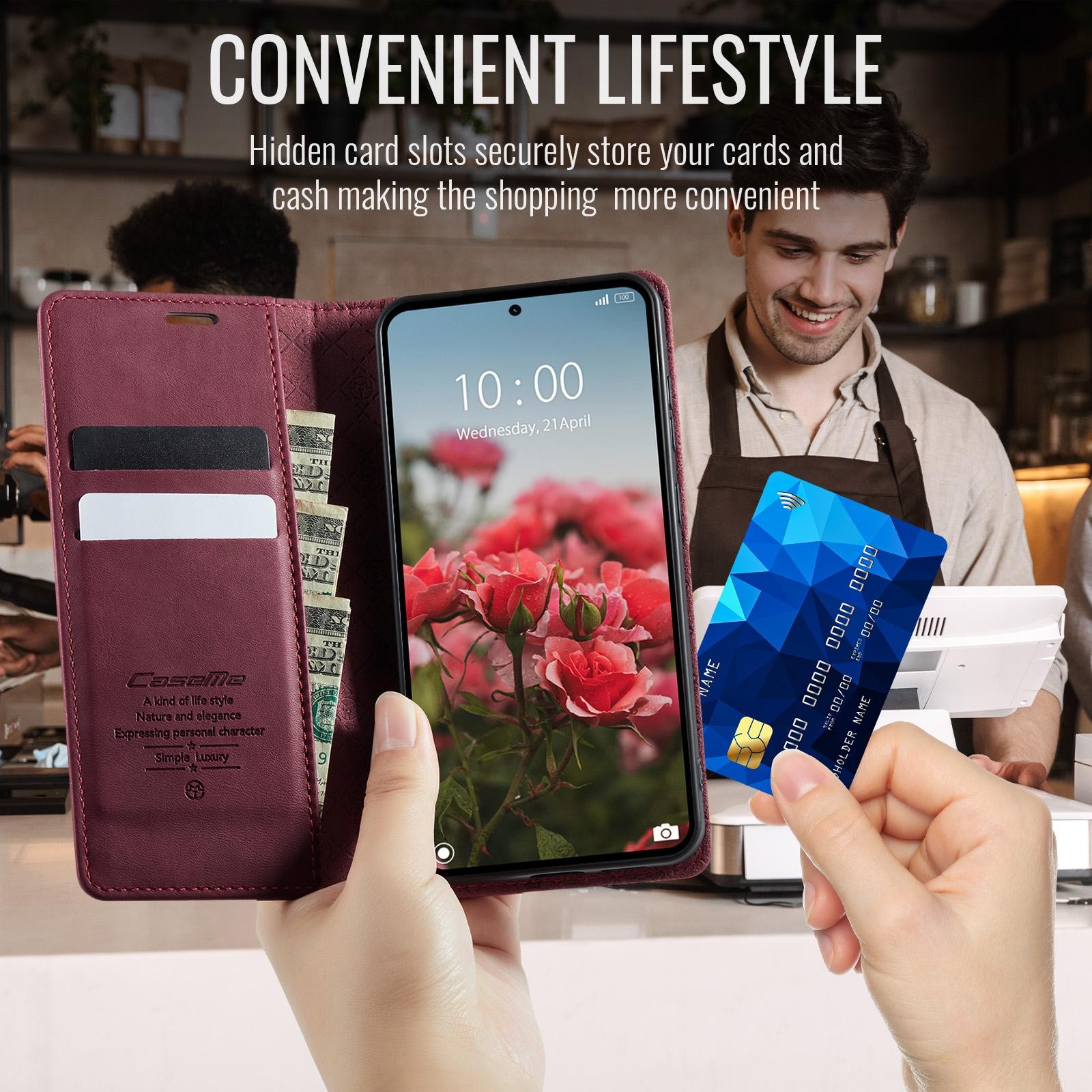 CaseMe 033 Xiaomi Redmi Note 15 Pro 5G RFID Retro Θήκη Βιβλίο Δερμάτινη –Red