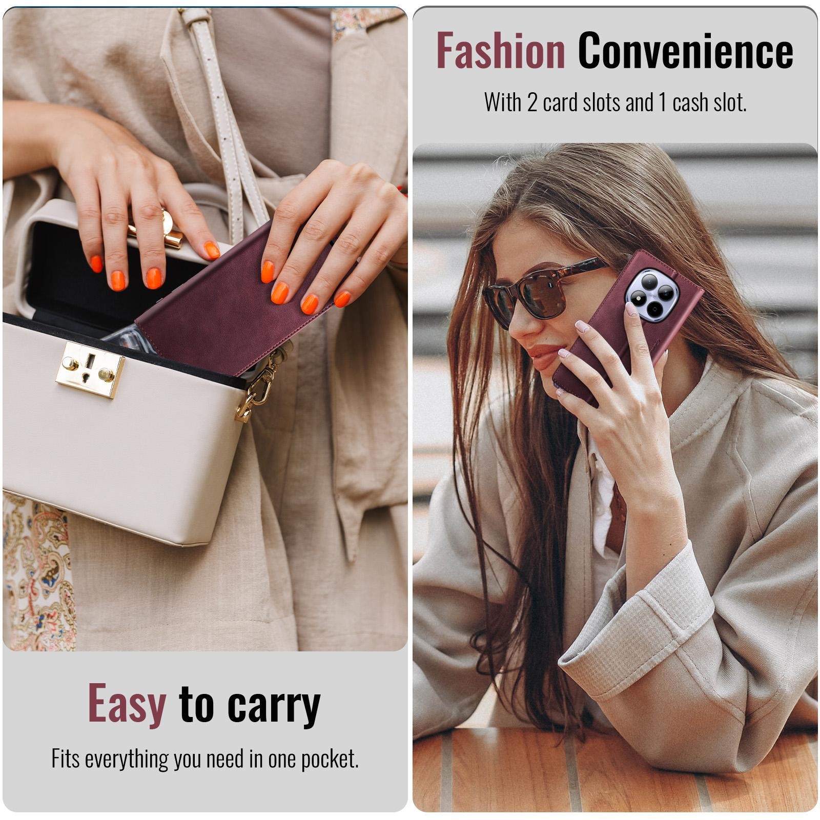 CaseMe 033 Xiaomi Redmi Note 15 Pro 5G RFID Retro Θήκη Βιβλίο Δερμάτινη –Red