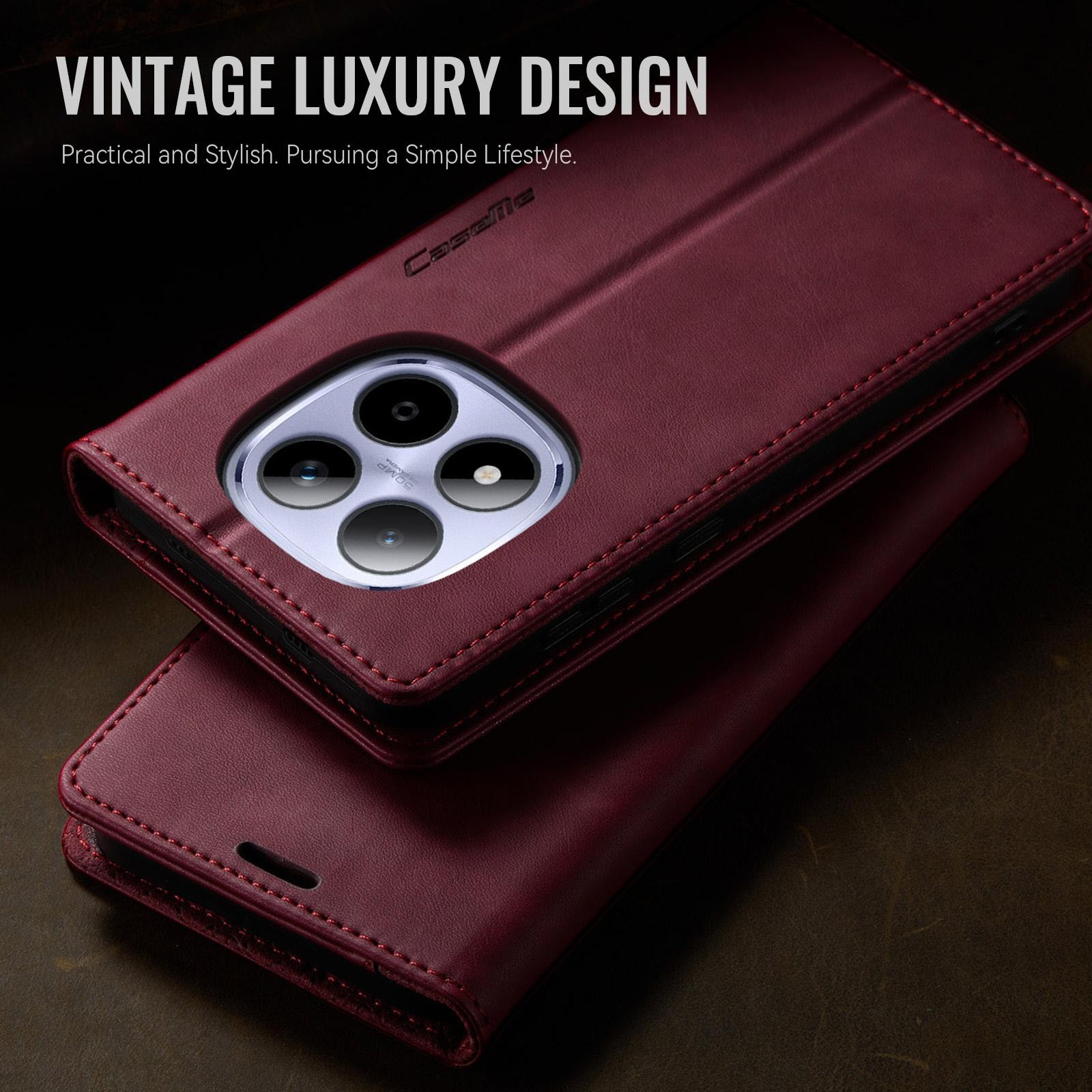 CaseMe 033 Xiaomi Redmi Note 15 Pro 5G RFID Retro Θήκη Βιβλίο Δερμάτινη –Red