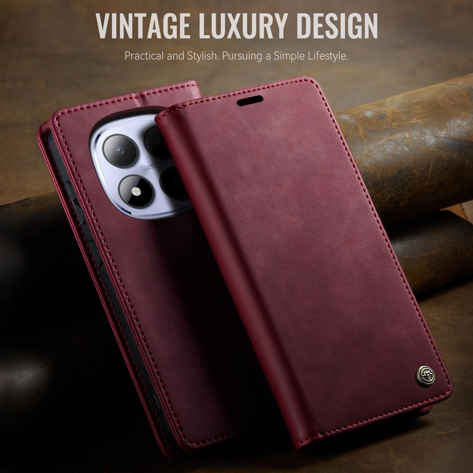 CaseMe 033 Xiaomi Redmi Note 15 Pro 5G RFID Retro Θήκη Βιβλίο Δερμάτινη –Red