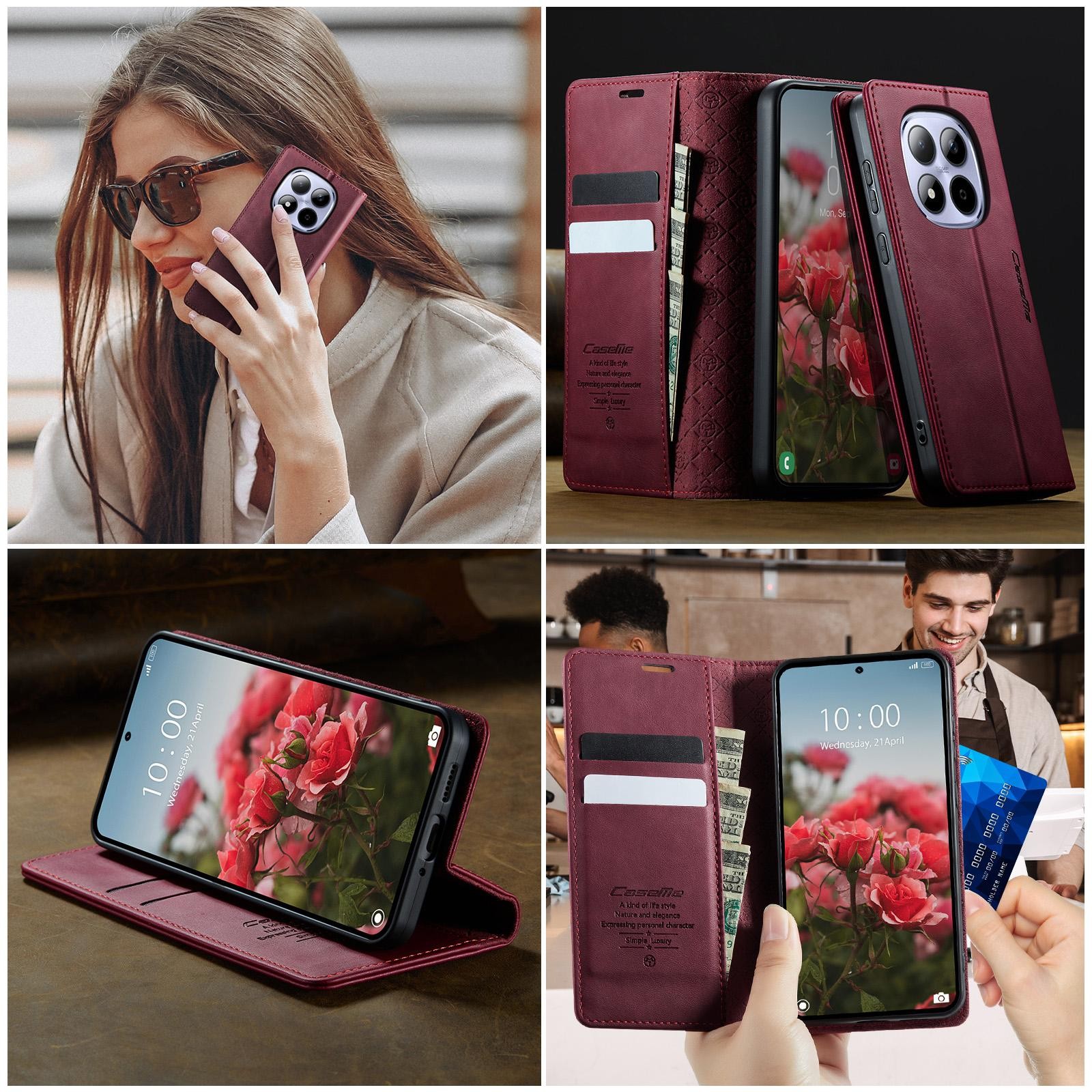 CaseMe 033 Xiaomi Redmi Note 15 Pro 5G RFID Retro Θήκη Βιβλίο Δερμάτινη –Red
