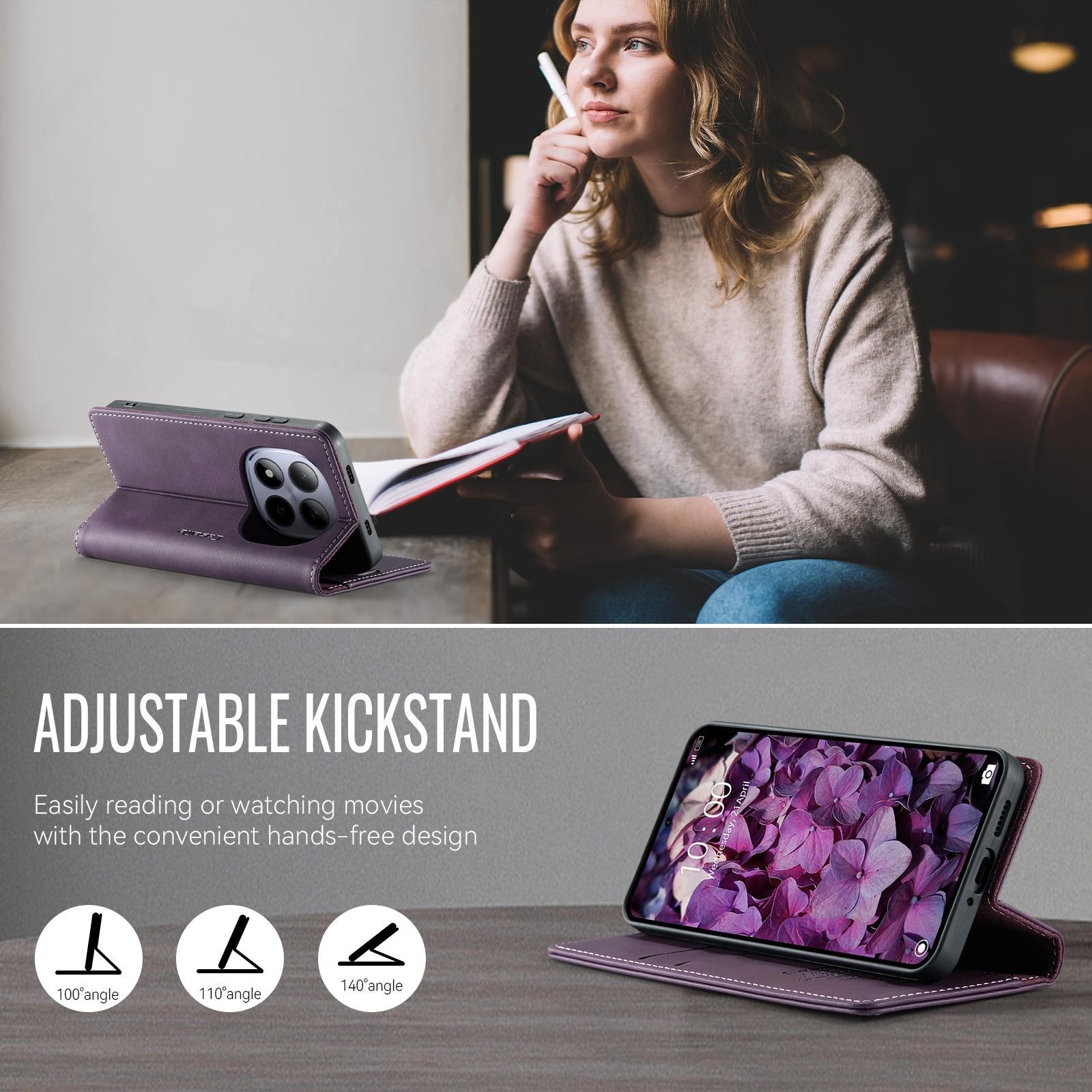 CaseMe 033 Xiaomi Redmi Note 15 Pro 5G RFID Retro Θήκη Βιβλίο Δερμάτινη – Purple