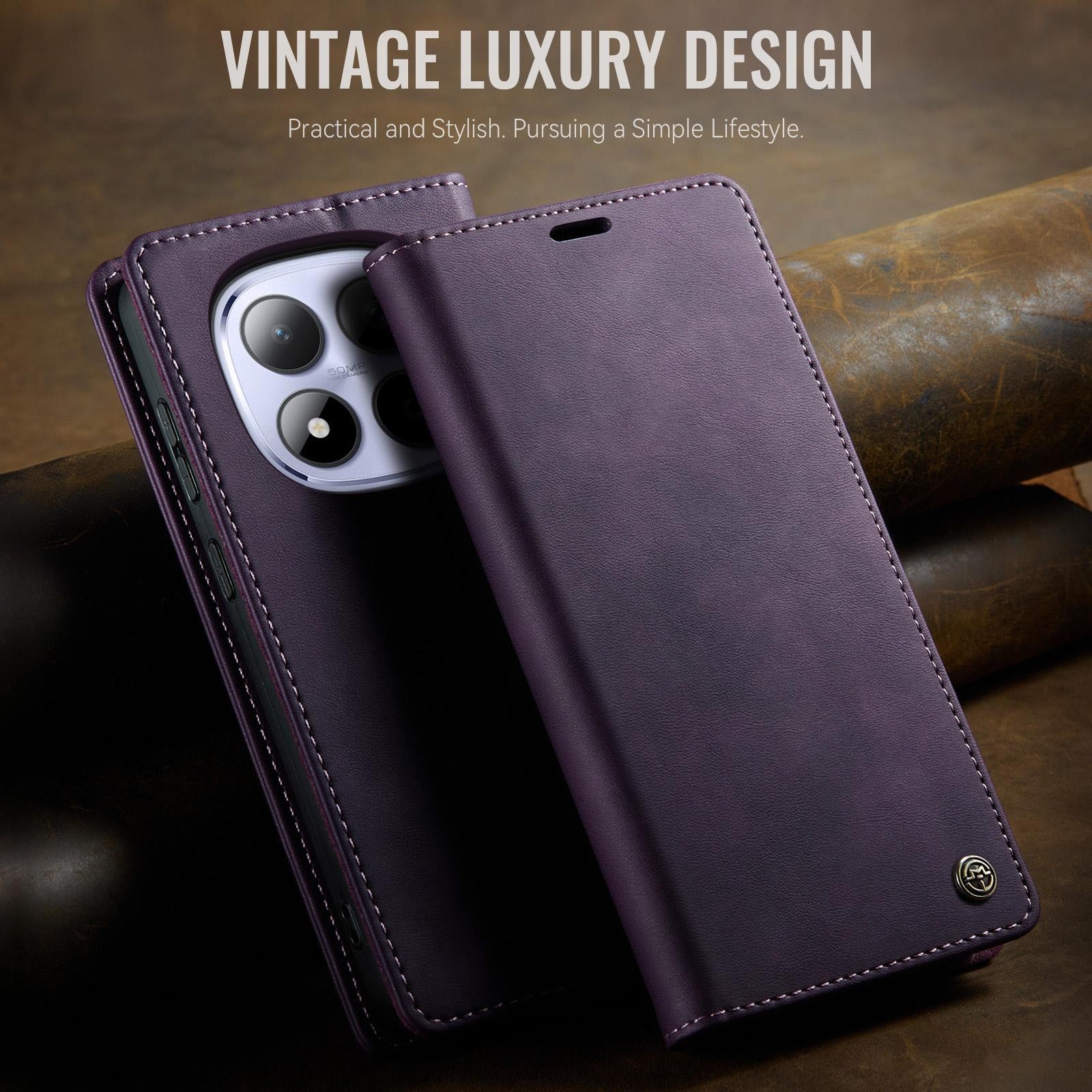 CaseMe 033 Xiaomi Redmi Note 15 Pro 5G RFID Retro Θήκη Βιβλίο Δερμάτινη – Purple
