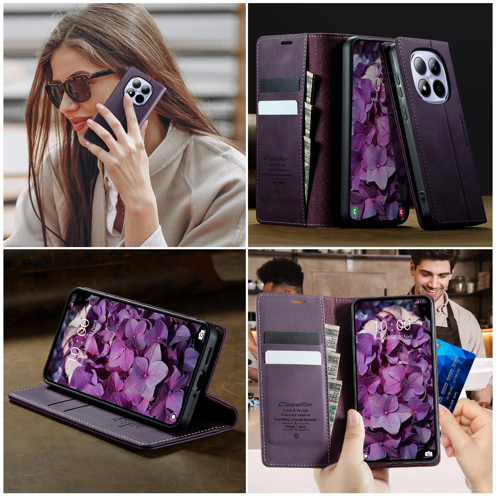 CaseMe 033 Xiaomi Redmi Note 15 Pro 5G RFID Retro Θήκη Βιβλίο Δερμάτινη – Purple