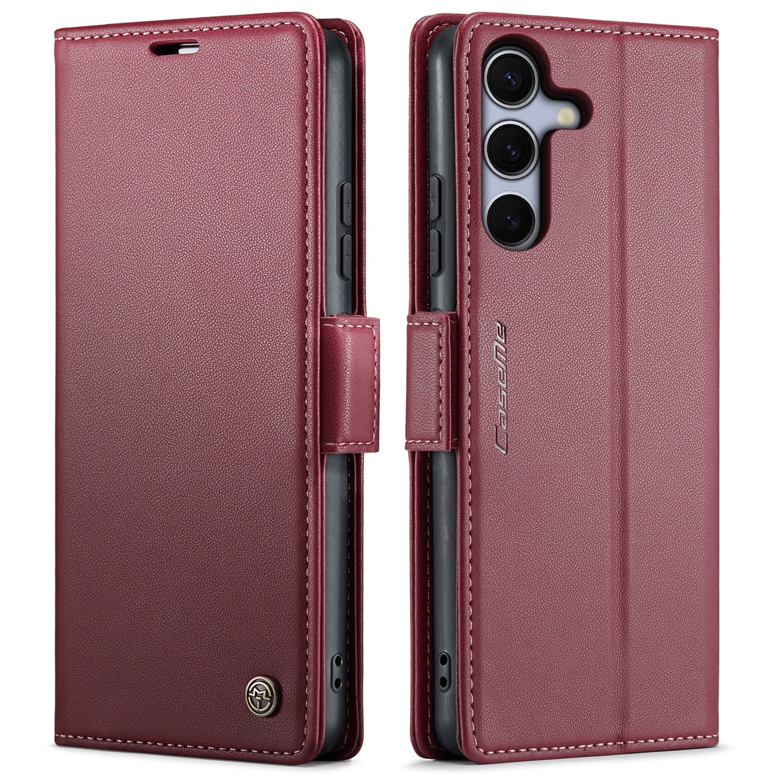 CaseMe 023 Samsung Galaxy S25/S24 5G RFID Θήκη Πορτοφόλι Δερμάτινη –Red