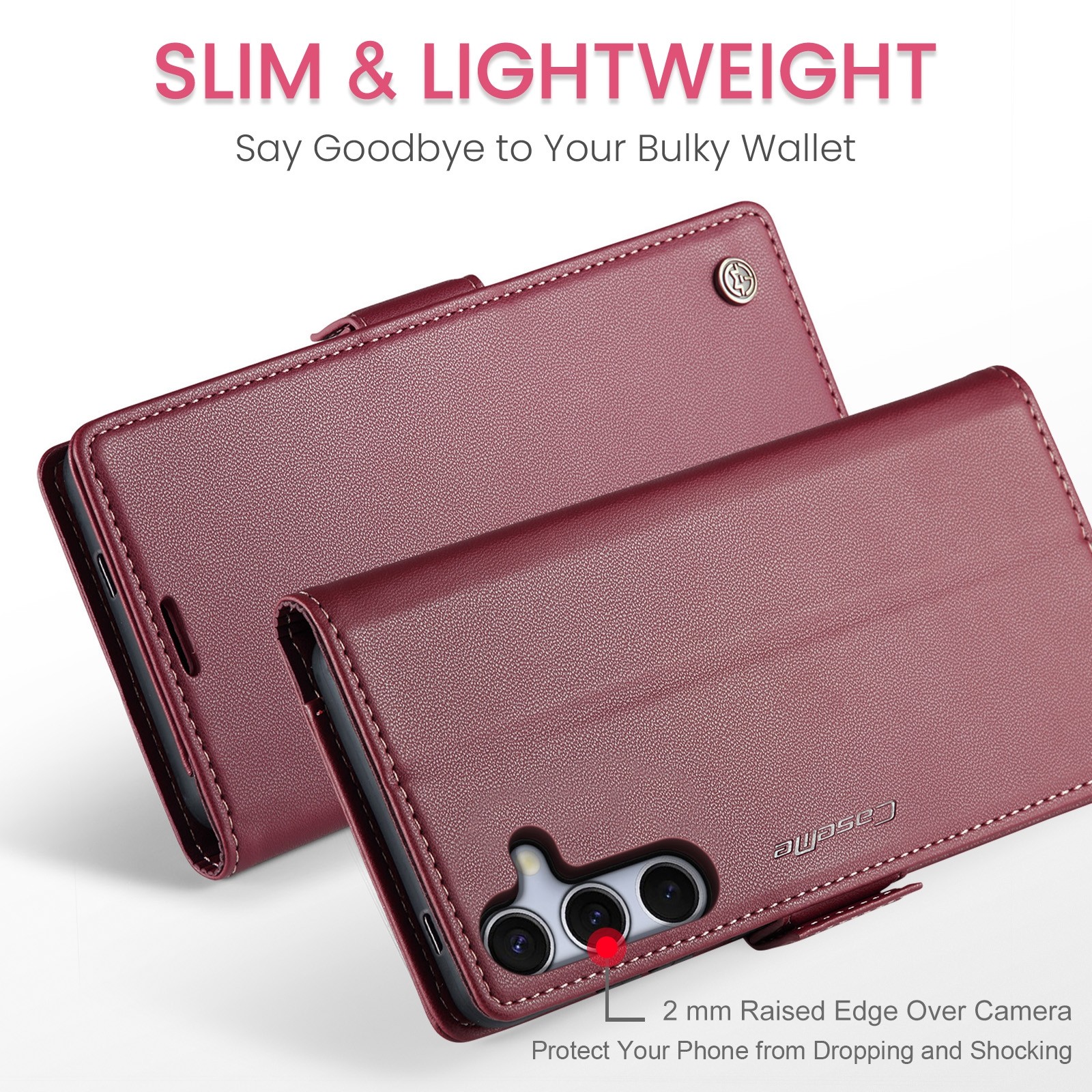 CaseMe 023 Samsung Galaxy S25/S24 5G RFID Θήκη Πορτοφόλι Δερμάτινη –Red
