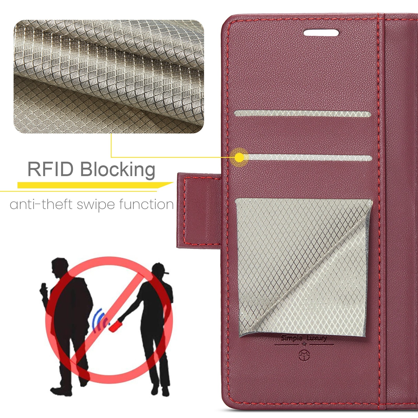 CaseMe 023 Samsung Galaxy S25/S24 5G RFID Θήκη Πορτοφόλι Δερμάτινη –Red