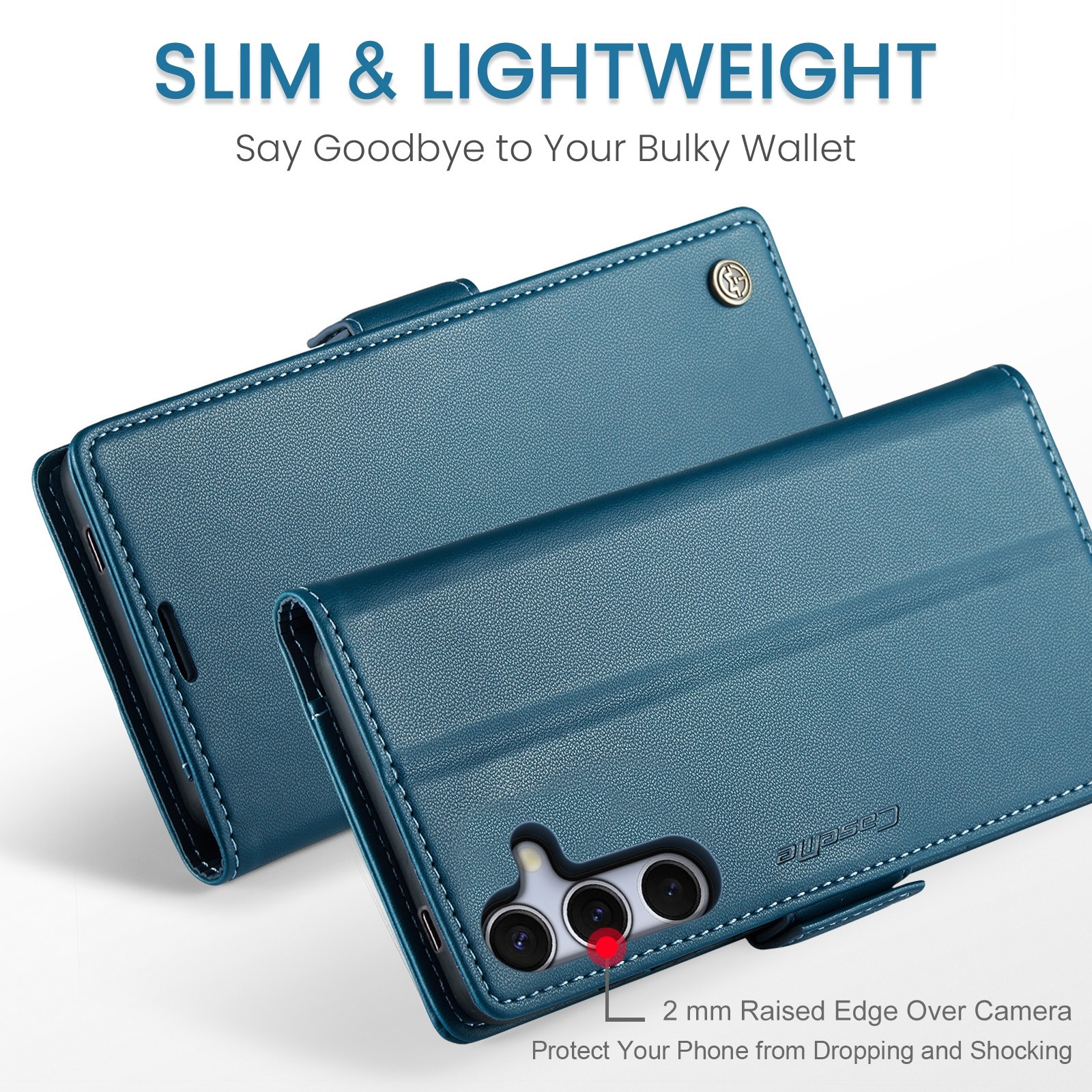 CaseMe 023 Samsung Galaxy S25/S24 5G RFID Θήκη Πορτοφόλι Δερμάτινη –Blue
