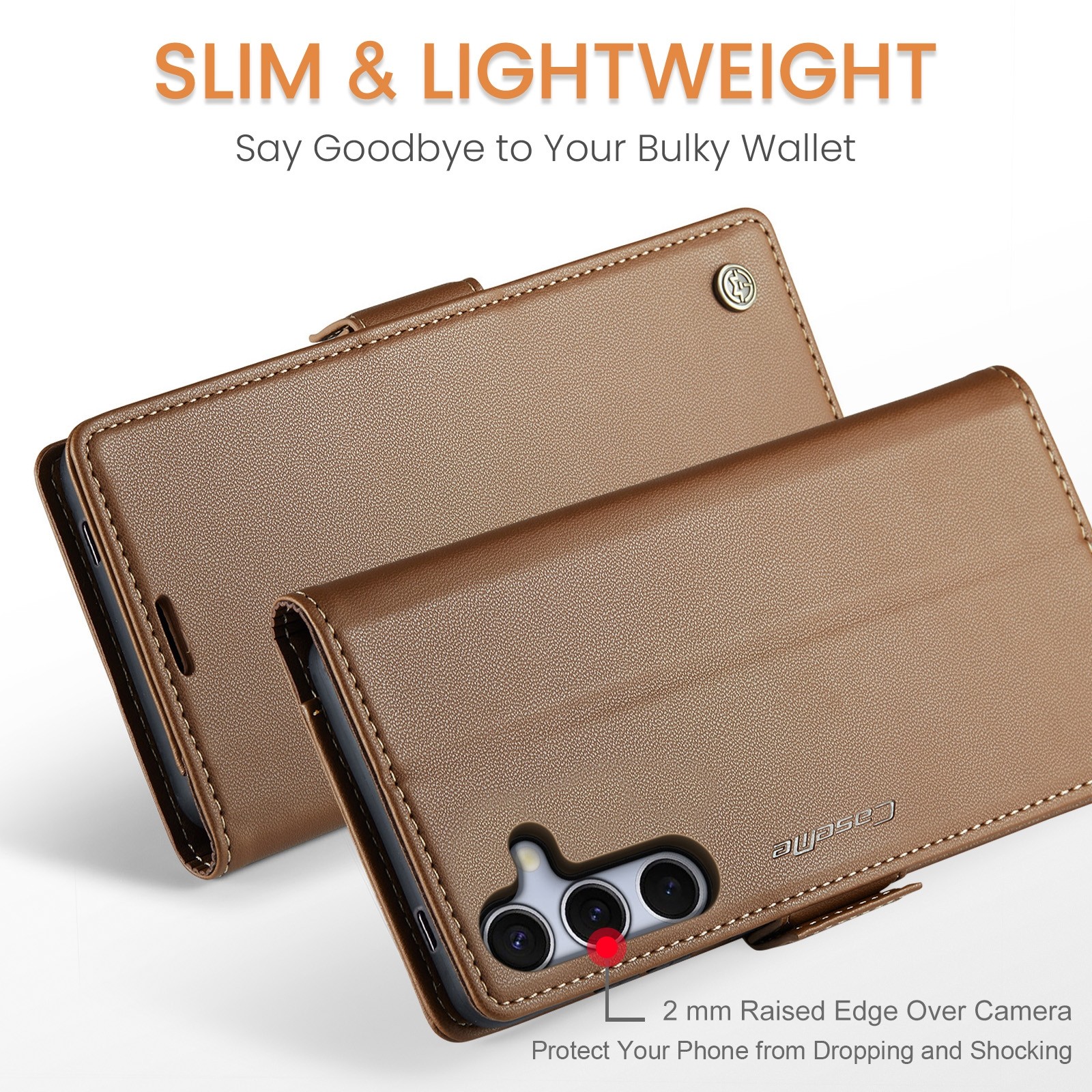 CaseMe 023 Samsung Galaxy S25/S24 5G RFID Θήκη Πορτοφόλι Δερμάτινη –Brown