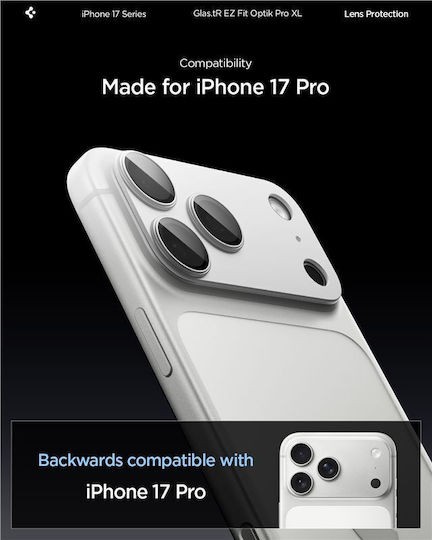 iPhone 17 Pro Προστασία Κάμερας Spigen Glas.tR EZ FIT Optik PRO XL Camera Protector Cover Silver