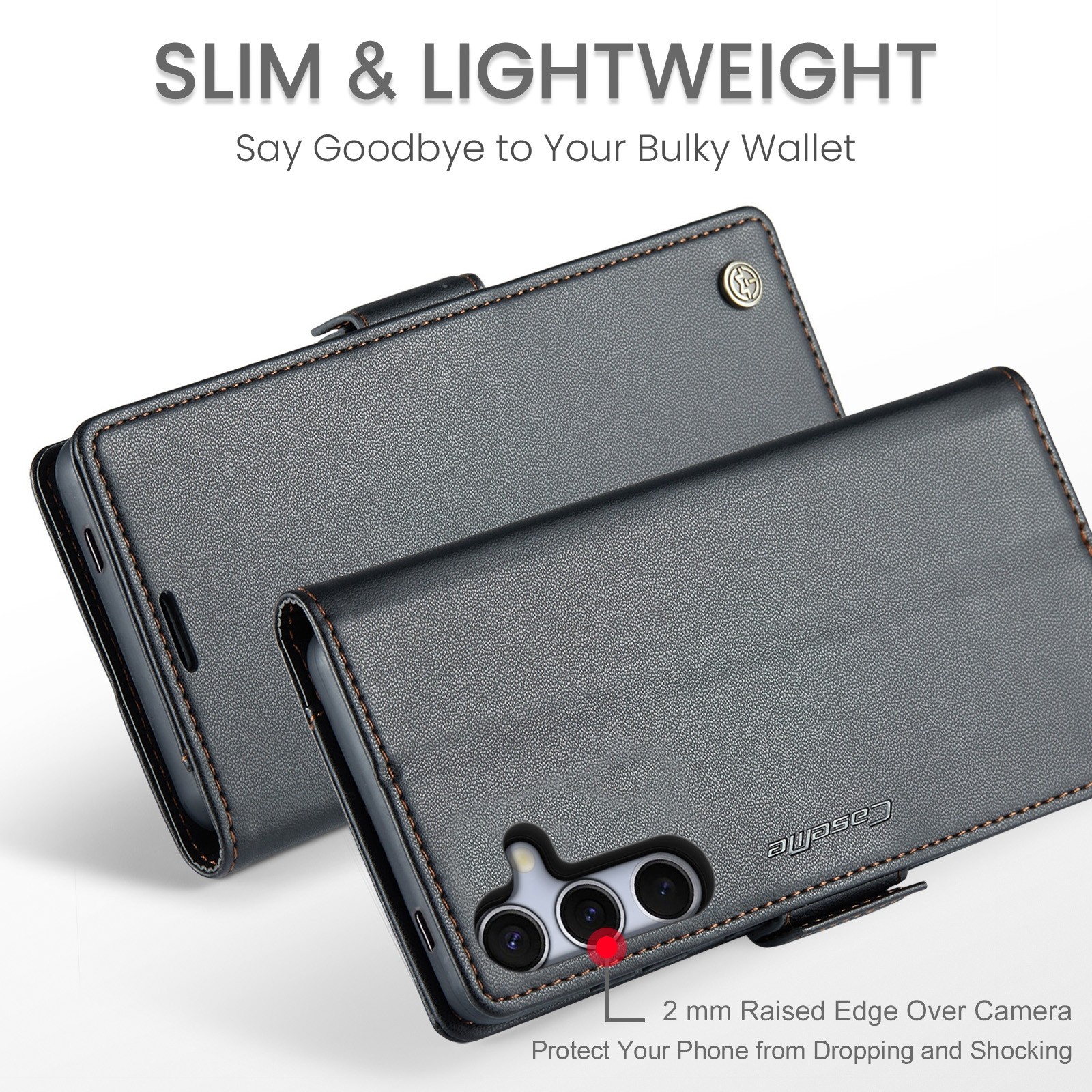 CaseMe 023 Samsung Galaxy S25/S24 5G RFID Θήκη Πορτοφόλι Δερμάτινη –Black
