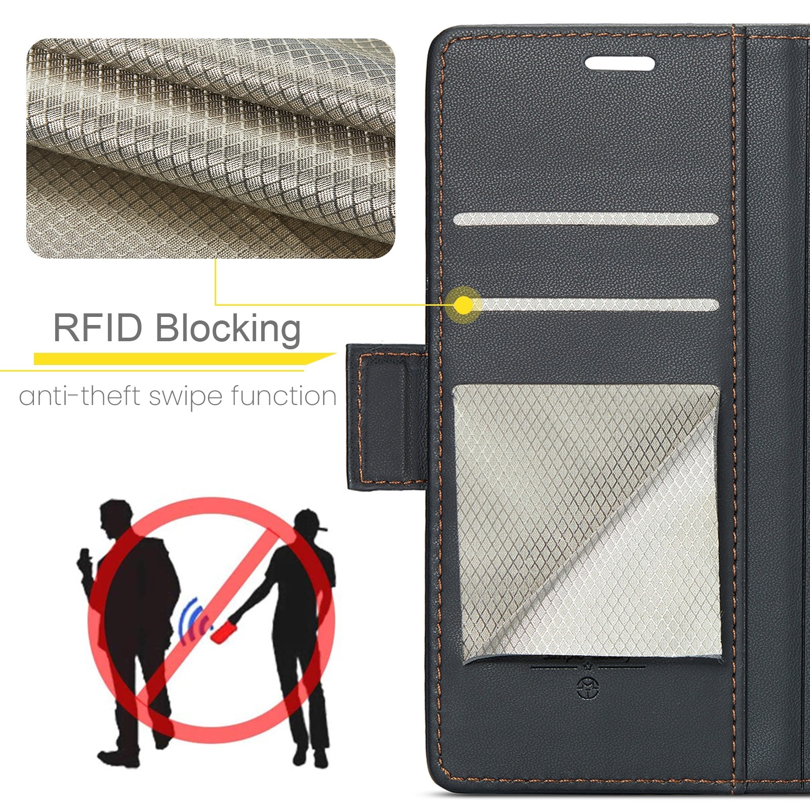 CaseMe 023 Samsung Galaxy S25/S24 5G RFID Θήκη Πορτοφόλι Δερμάτινη –Black