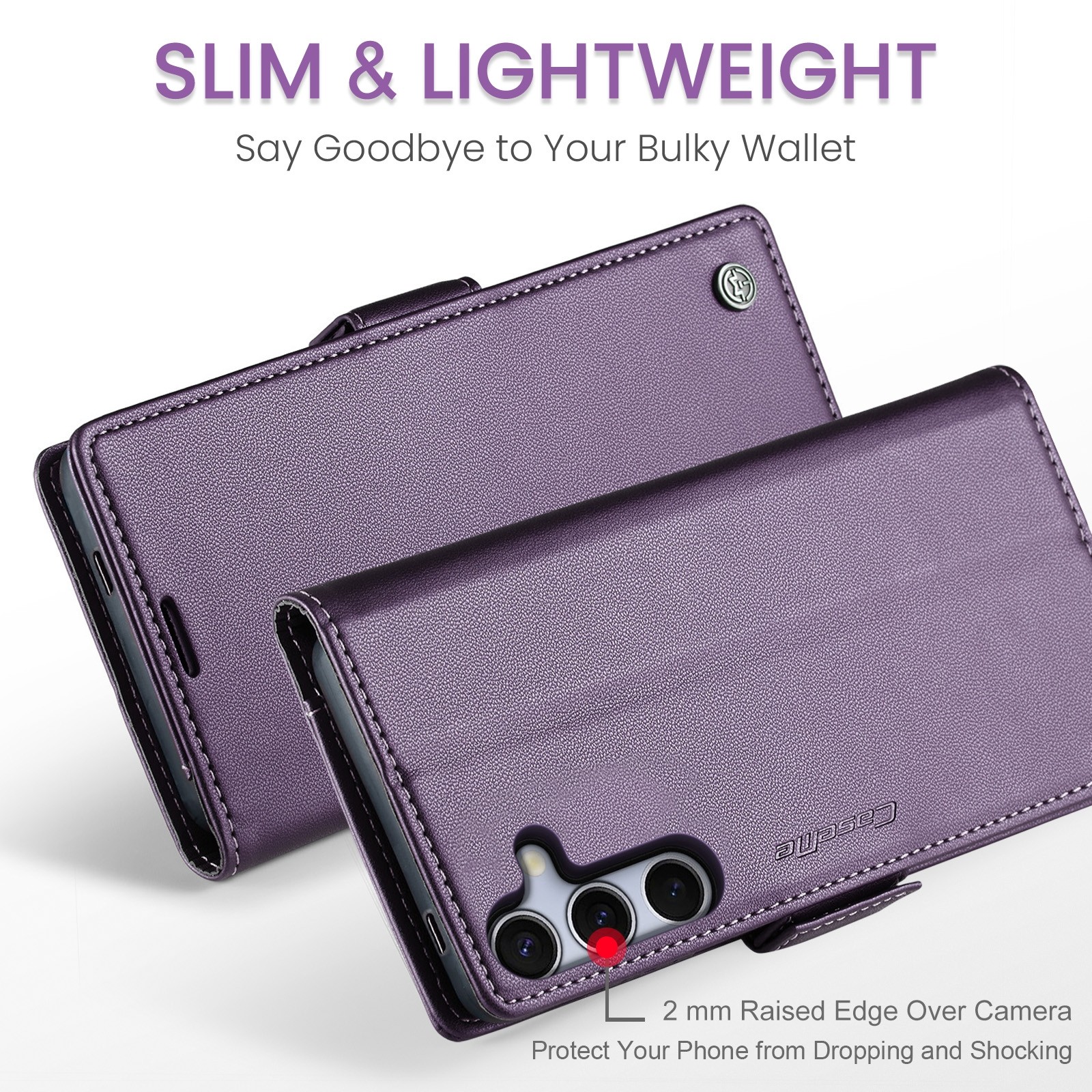 CaseMe 023 Samsung Galaxy S25/S24 5G RFID Θήκη Πορτοφόλι Δερμάτινη –Purple