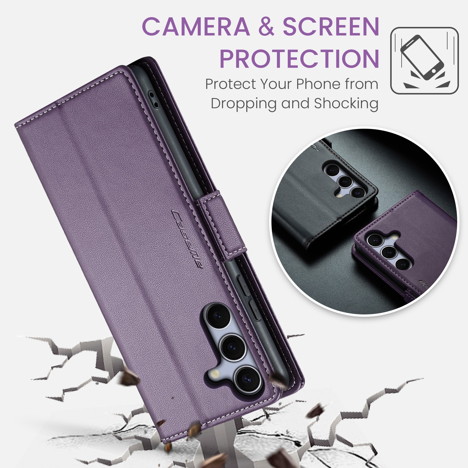 CaseMe 023 Samsung Galaxy S25/S24 5G RFID Θήκη Πορτοφόλι Δερμάτινη –Purple