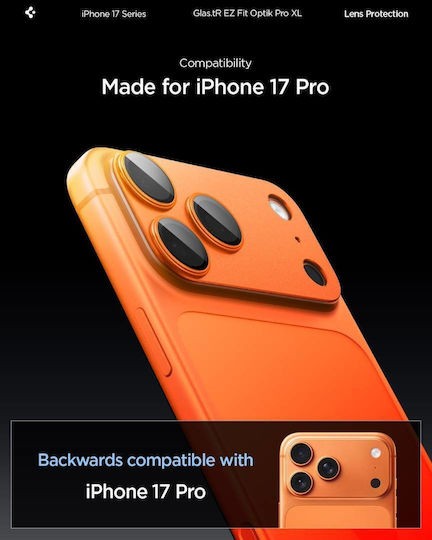 iPhone 17 Pro Max Προστασία Κάμερας Spigen Glas.tR EZ FIT Optik PRO XL Camera Protector Cover Orange