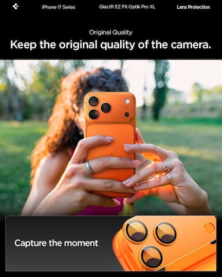 iPhone 17 Pro Max Προστασία Κάμερας Spigen Glas.tR EZ FIT Optik PRO XL Camera Protector Cover Orange