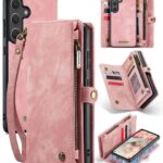 CaseMe 008 Samsung Galaxy S25 5G Θήκη Πορτοφόλι με Αποσπώμενη Θήκη Σιλικόνης -Pink