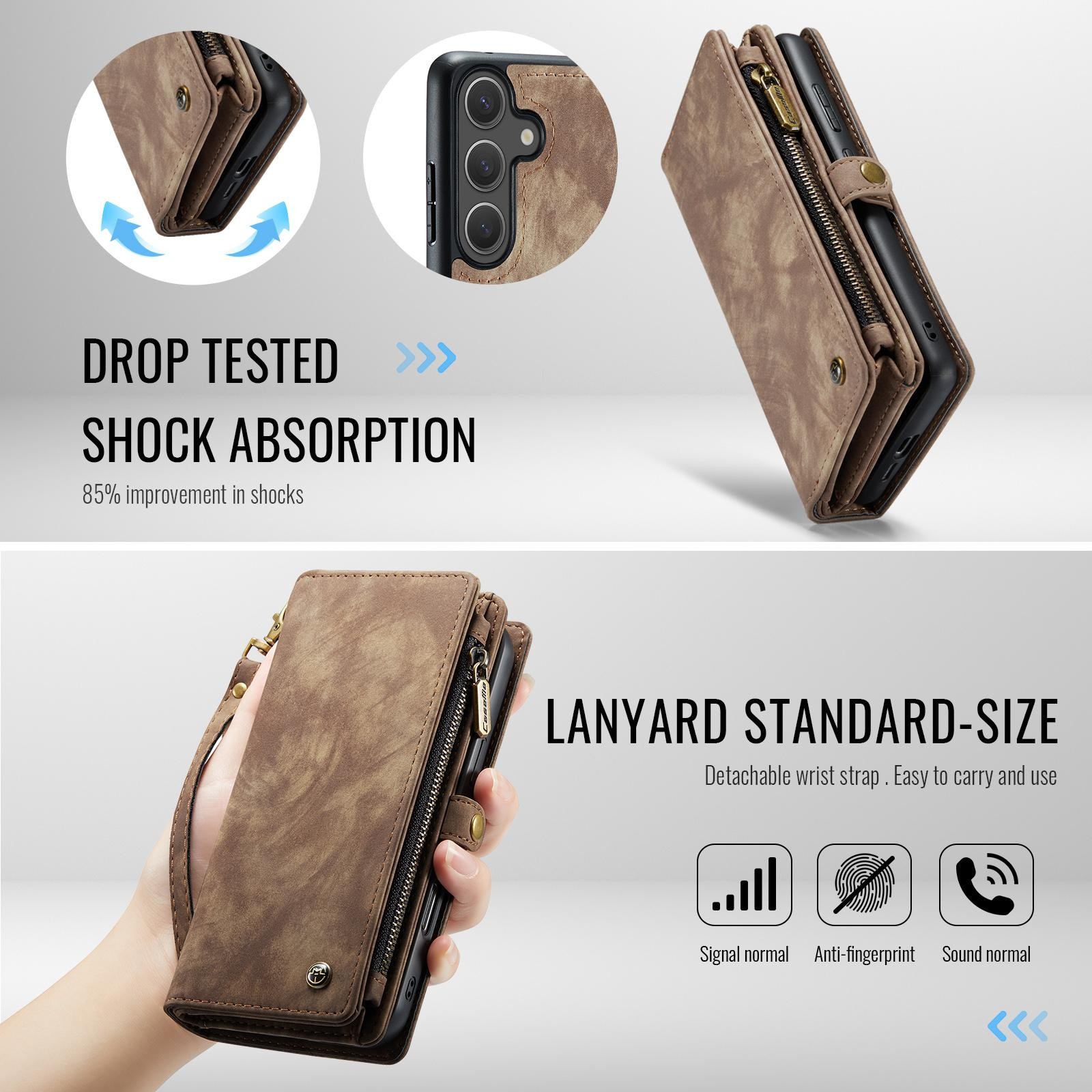 CaseMe 008 Samsung Galaxy S25 5G Θήκη Πορτοφόλι με Αποσπώμενη Θήκη Σιλικόνης -Brown