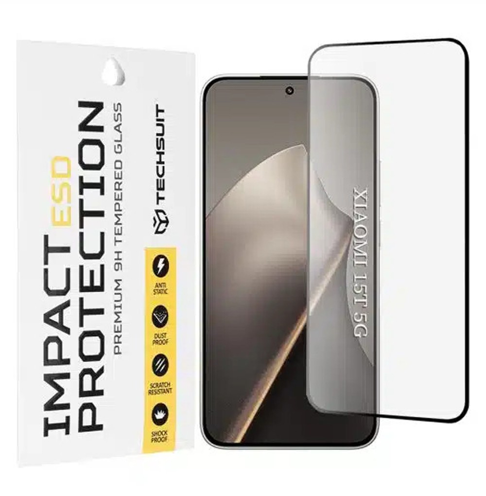Xiaomi 15T Προστασία Οθόνης με Μαύρο Περίγραμμα Techsuit ESD Full Glue Tempered Glass