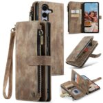 CaseMe C30 Samsung Galaxy S25/S24 5G Card Slots Zipper Θήκη Πορτοφόλι Δερμάτινη –Brown