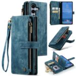 CaseMe C30 Samsung Galaxy S25/S24 5G Card Slots Zipper Θήκη Πορτοφόλι Δερμάτινη –Blue
