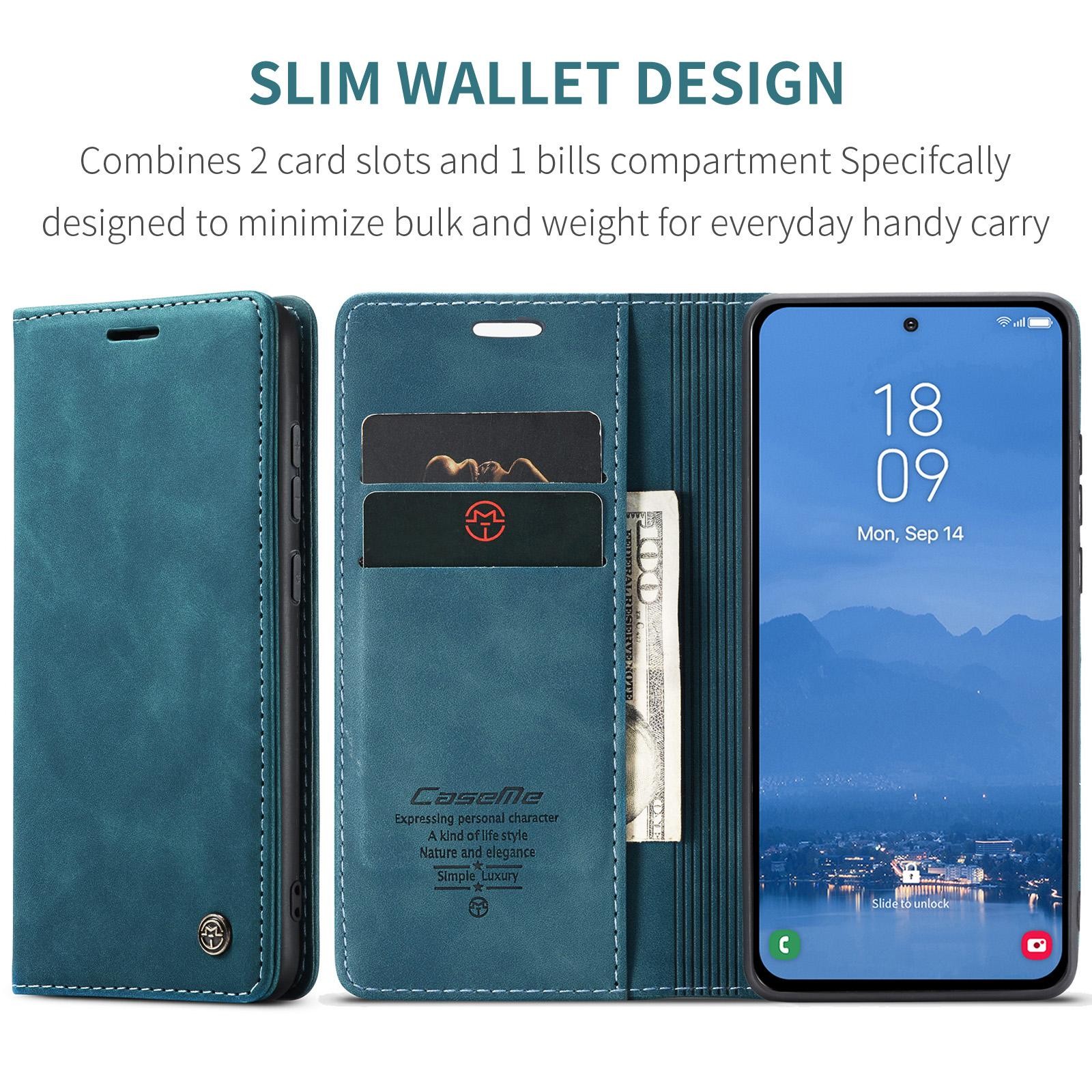 CaseMe 013 Samsung Galaxy S25/S24 5G Retro Leather Θήκη Βιβλίο -Blue