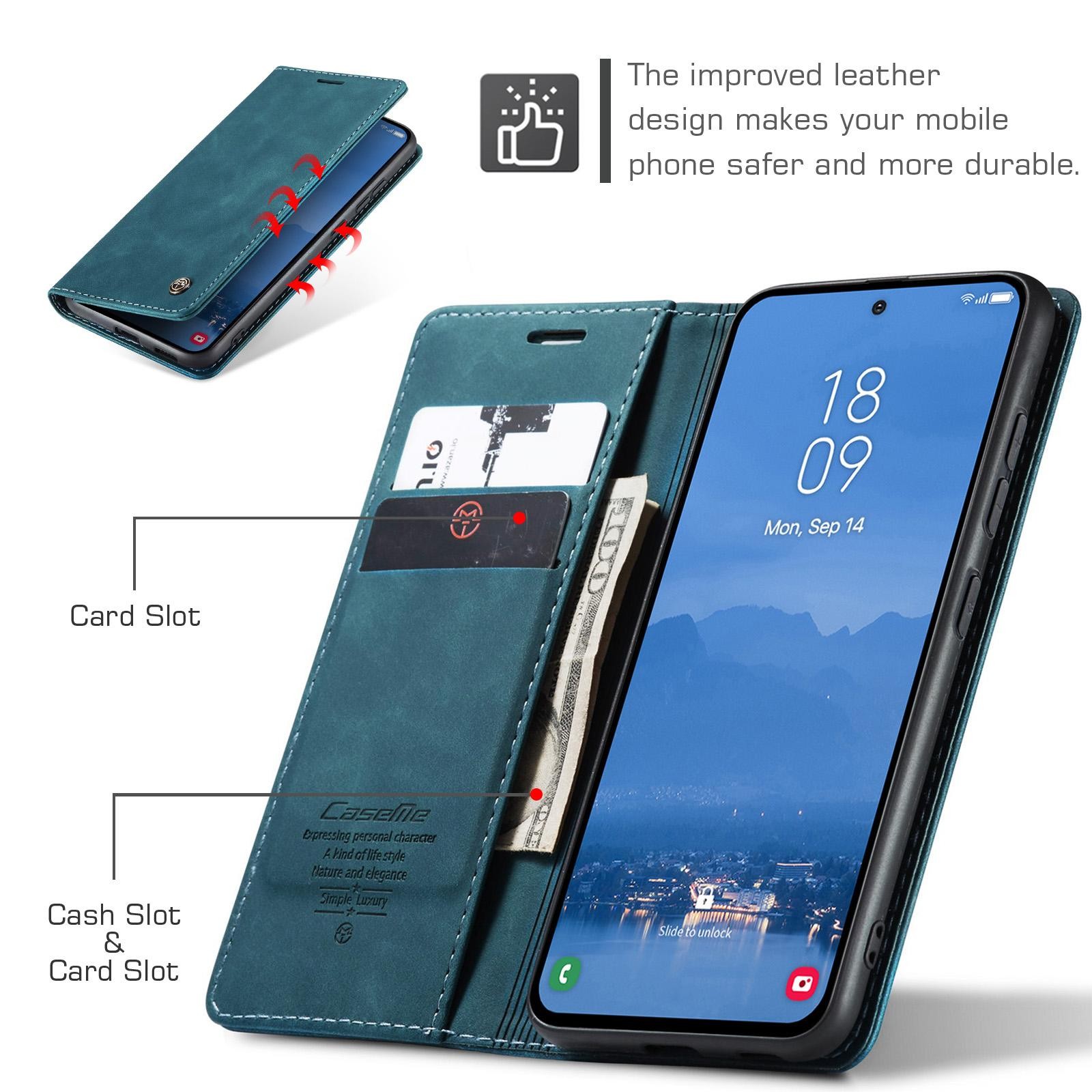 CaseMe 013 Samsung Galaxy S25/S24 5G Retro Leather Θήκη Βιβλίο -Blue