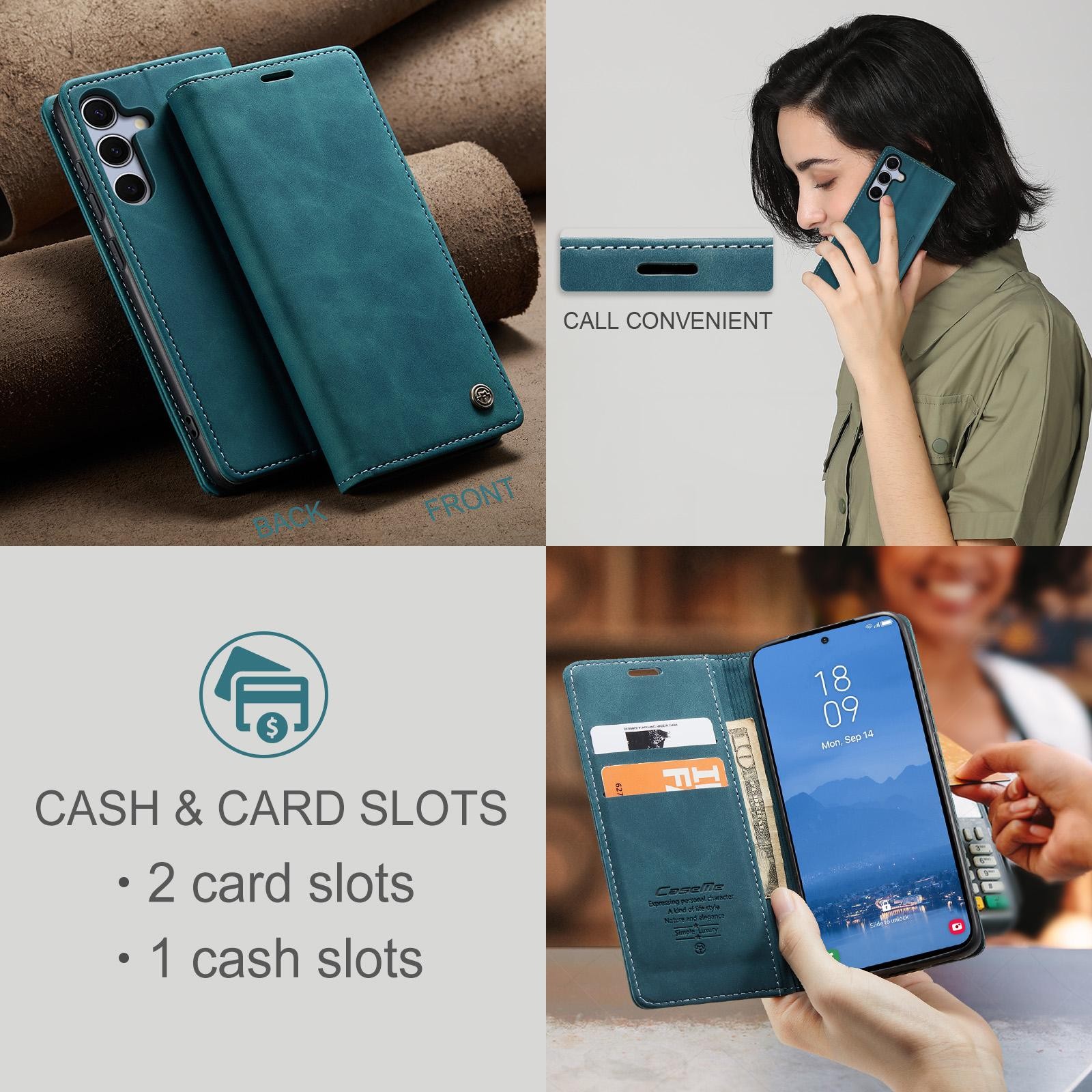 CaseMe 013 Samsung Galaxy S25/S24 5G Retro Leather Θήκη Βιβλίο -Blue