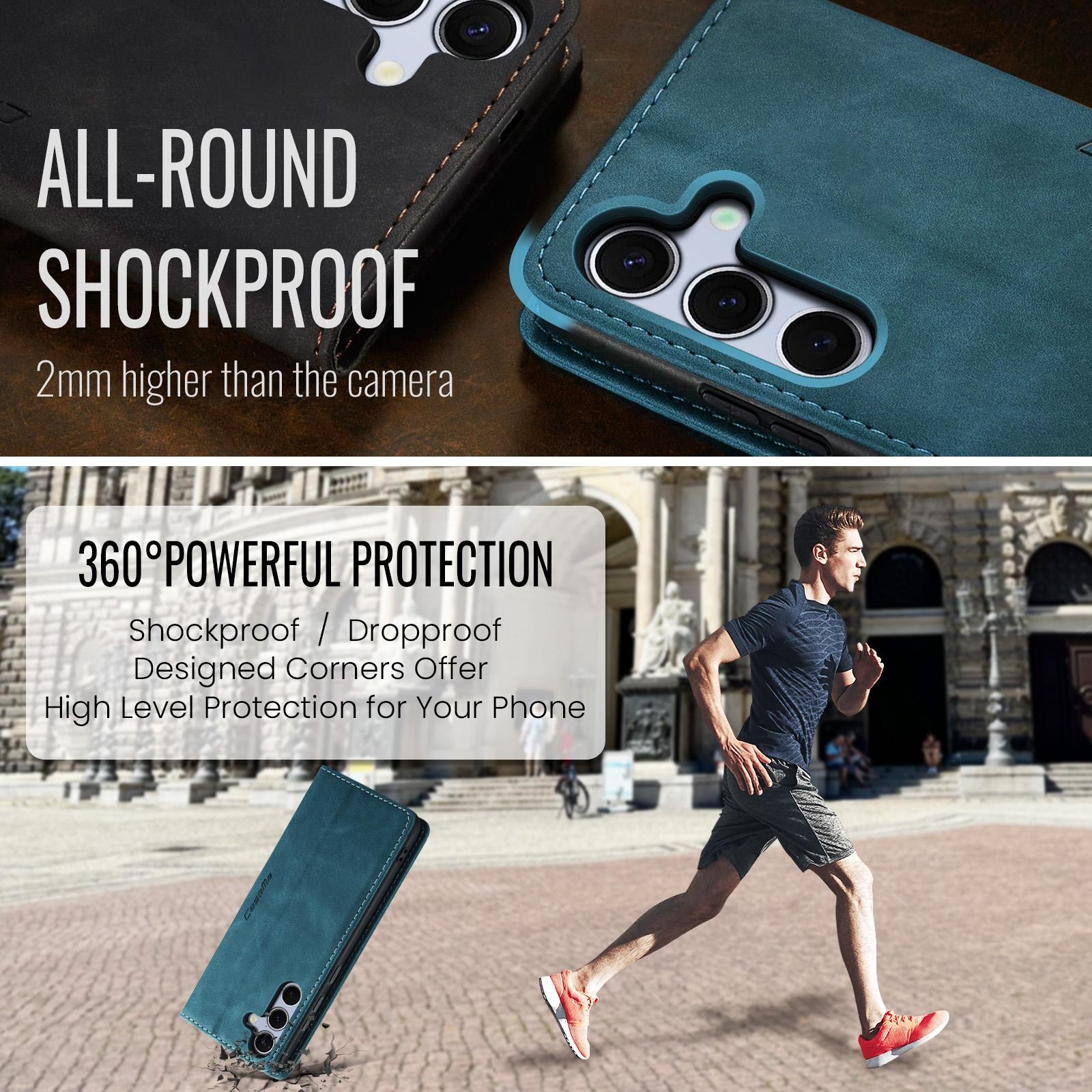 CaseMe 013 Samsung Galaxy S25/S24 5G Retro Leather Θήκη Βιβλίο -Blue